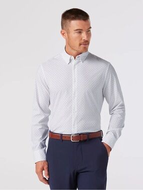 Mizzen+Main White Micro Dot Leeward Long-Sleeve Dress Shirt